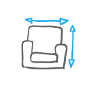 stoel met afmetingen icoon